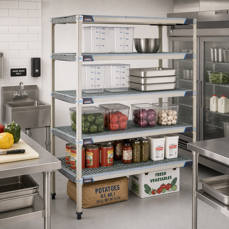 Product image #2 for MetroMax i 5-Tier Open Grid Polymer Starter Shelving Unit, 48W x 24D x 74H