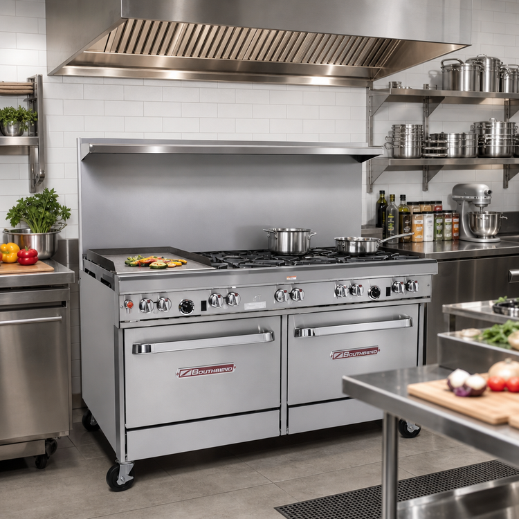 Product image #2 for Southbend Ultimate 60-Inch Gas Restaurant Range with 6 Open Burners, 24-Inch Griddle, and 2 Convection Ovens