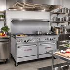 Thumbnail image #2 for Southbend (Middleby) Ultimate 4601AA-2T 60-Inch Gas Restaurant Range with 6 Open Burners, 24-Inch Thermostatic Griddle, and 2 Convection Ovens