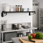 Thumbnail image #2 for Quantum WDWB2436BK Wall-Mount Cantilever Wire Shelf Kit, 36 x 24 Inches, Black Epoxy Antimicrobial Finish