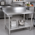 Thumbnail image #2 for John Boos Stallion 60 x 24-Inch 14-Gauge 300-Series Stainless Steel Work Table with 5-Inch Backsplash and Galvanized Undershelf