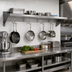 Thumbnail image #2 for Wall-Mount Stainless Steel Overshelf with Pot Rack, 96 Inch x 14 Inch