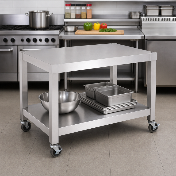 Product image #2 for Garland Heavy-Duty 48-Inch Stainless Steel Counter Equipment Stand with Intermediate Shelf and Legs