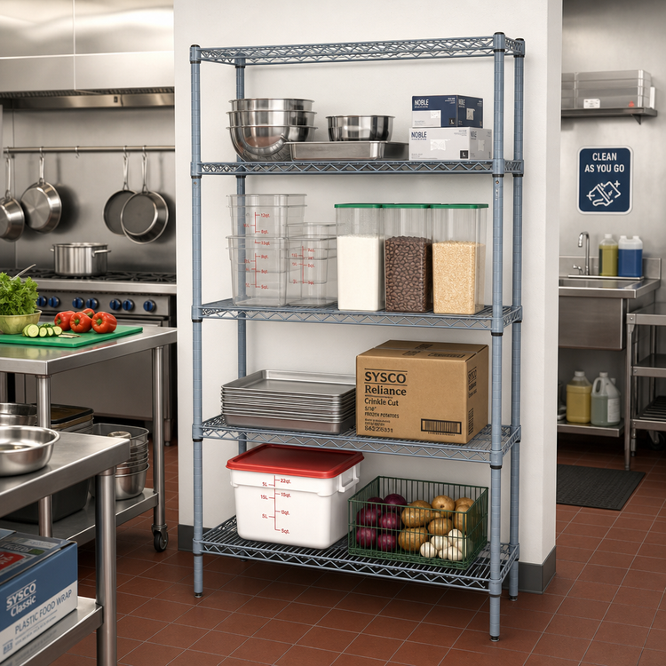 Product image #2 for Quantum 4-Shelf Wire Shelving Starter Kit, 54 x 24 x 74 Inches, Gray Epoxy Antimicrobial Finish