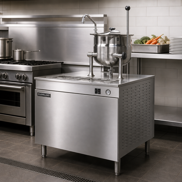 Product image #2 for Cleveland Range 24-Inch Direct Steam Kettle on Modular Base with One 6-Gallon Steam-Jacketed Kettle