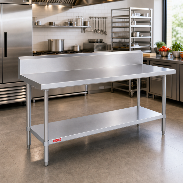 Product image #2 for Duke 120-Inch x 24-Inch Stainless Steel Work Table with 10-Inch Riser and Galvanized Undershelf