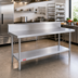 Thumbnail image #2 for Duke 120-Inch x 24-Inch Stainless Steel Work Table with 10-Inch Riser and Galvanized Undershelf
