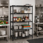 Thumbnail image #2 for Quantum WR74-1454BK 54"W x 14"D x 74"H 4-Shelf Stationary Wire Shelving Starter Kit, Black Epoxy