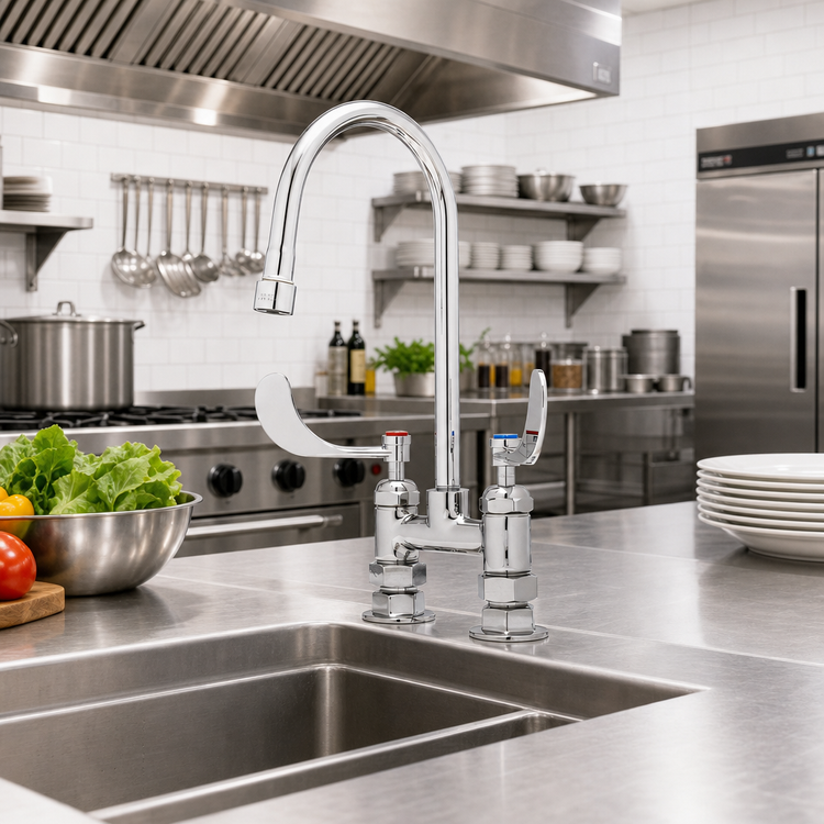 Product image #2 for 4-Inch Center Deck-Mount Bar Faucet with 5 3/4-Inch Swivel Gooseneck and 2.2 GPM Aerator