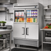 Thumbnail image #2 for True Two-Section Self-Contained Reach-In Refrigerator with 2 Glass and 2 Stainless Steel Half Doors