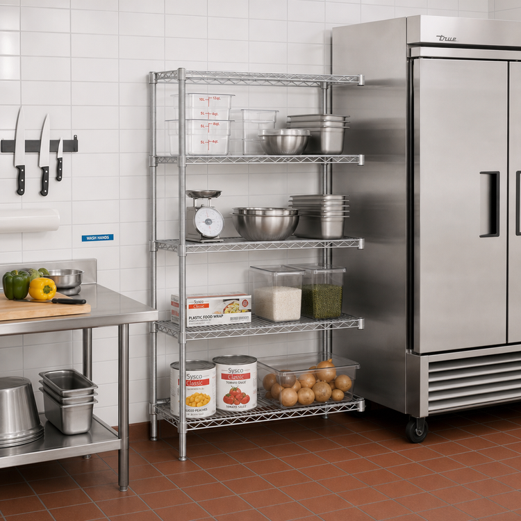 Product image #2 for Eagle Group 5-Tier Add-On Wire Shelving Unit, 30W x 18D x 86H, Stainless Steel Finish