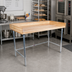 Thumbnail image #2 for BK Resources 48-Inch x 30-Inch Stainless Steel Open Base Bakers Table with 1-3/4-Inch Hard Maple Top