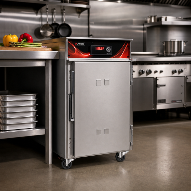 Product image #2 for Cres Cor Insulated Stainless Steel Mobile Under-Counter Radiant Heated Cabinet, 1 Compartment, 5 Full-Size Pan Capacity