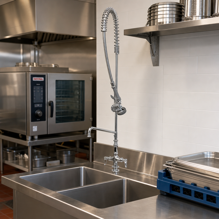 Product image #2 for EasyInstall Single-Hole Deck-Mount Add-On Pre-Rinse Unit with 12-Inch Swing Nozzle