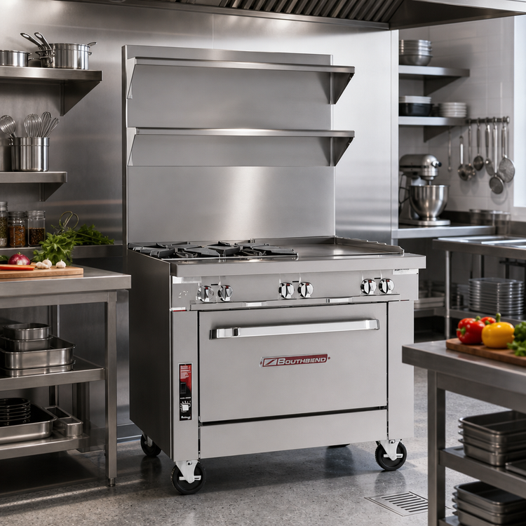 Product image #2 for Southbend Platinum 36-Inch Heavy Duty Gas Range with 4 Open Burners, 12-Inch Griddle, and Convection Oven