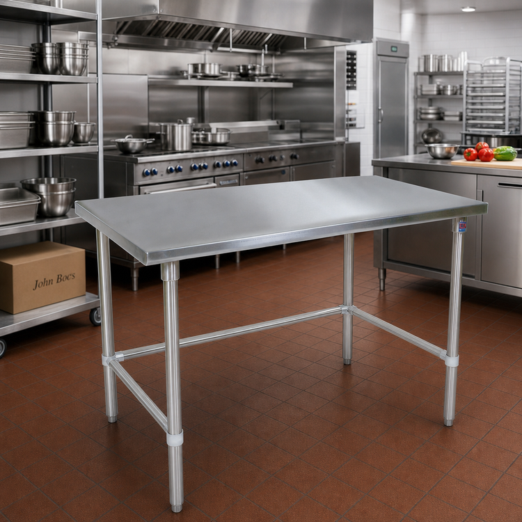 Product image #2 for John Boos Stallion 84-Inch x 36-Inch 16-Gauge Stainless Steel Flat Top Work Table with Safety Edge