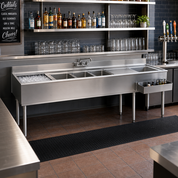 Product image #2 for Eagle Group 2200 Series 9-Foot Underbar Combination Unit with Left-Hand Ice Bin, 3 Sink Bowls, and Dual Drainboards