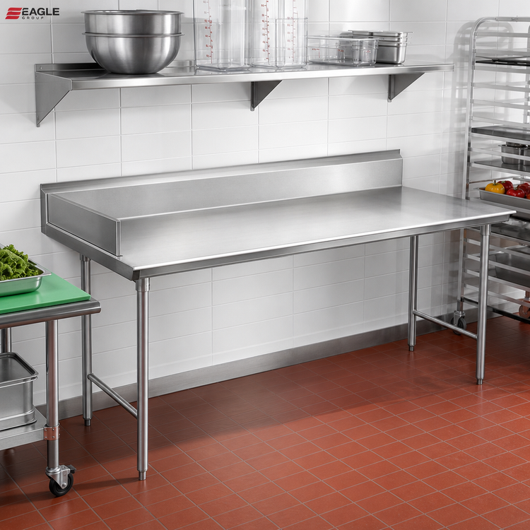 Product image #2 for Eagle Group Straight Clean Dish Table, 72 x 30 Inches, Right-to-Left, 16-Gauge 304 Stainless Steel Top