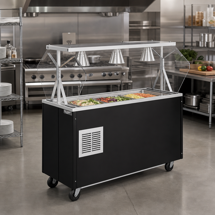 Product image #2 for Vollrath 2-Series Affordable Portable Refrigerated 4-Pan Cold Food Buffet Station with Breath Guard