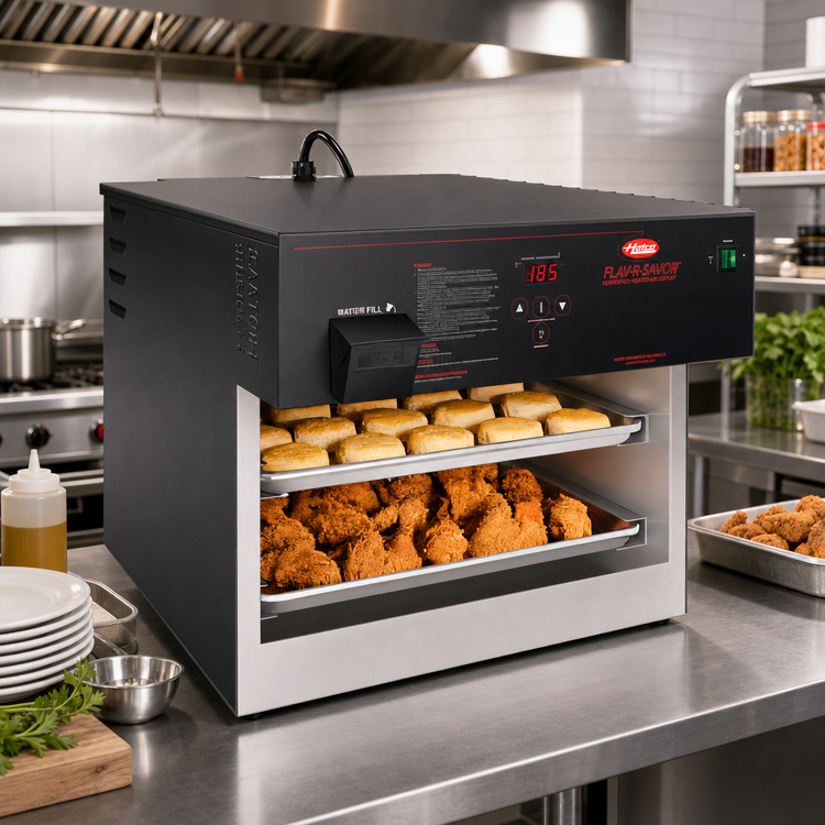 Product image #2 for Hatco Flav-R-Savor® 2-Tier Humidified Countertop Heated Air Curtain Food Display Cabinet