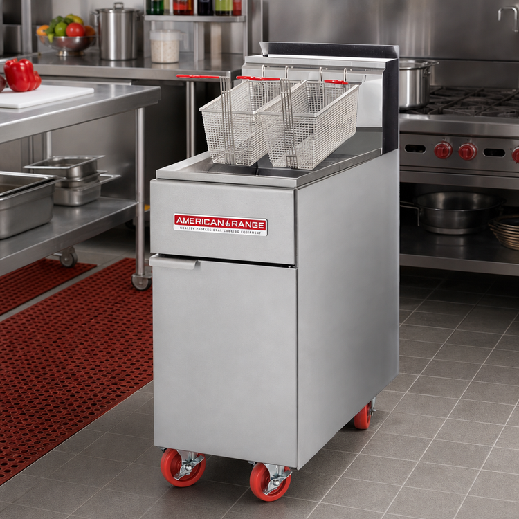 Product image #2 for American Range AF-50 Floor Model Gas Tube Fryer, 50 lb Capacity