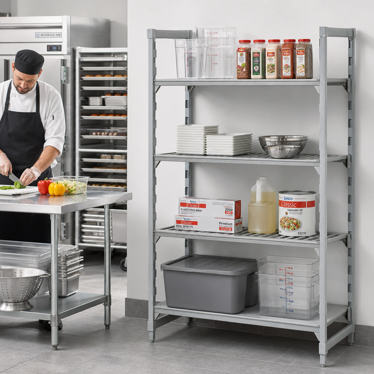 Product image #3 for Camshelving Premium 21"W x 36"L x 72"H 4-Tier Stationary Starter Polymer Shelving Unit