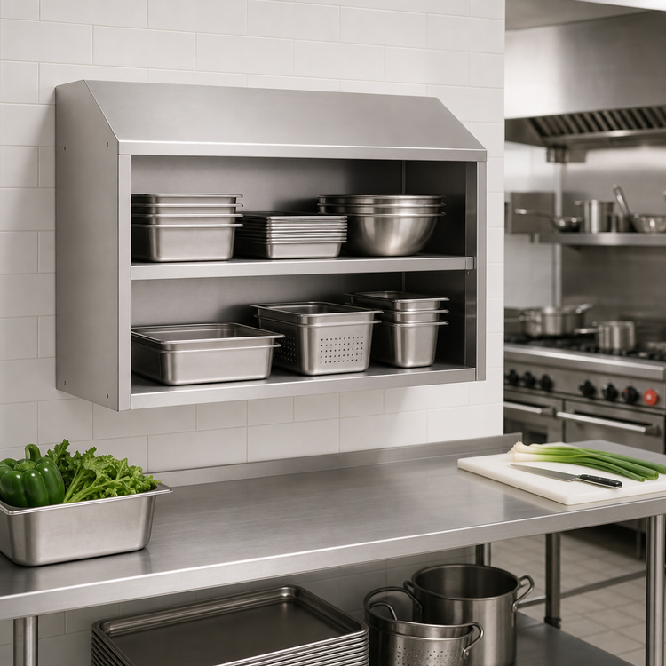 Product image #2 for Eagle Group WCO-30 Wall-Mounted Open-Front Stainless Steel Wall Cabinet, 30 W x 15 D x 28 H