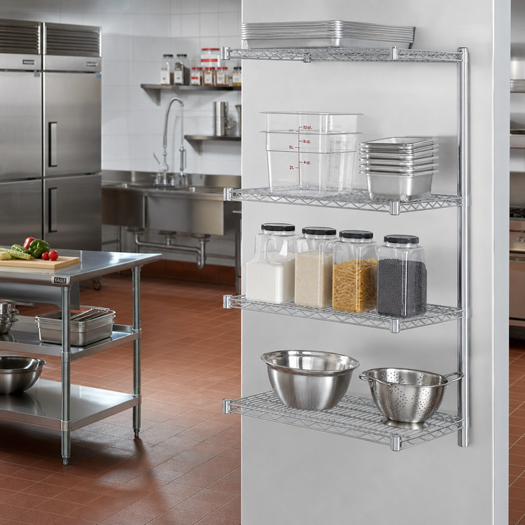 Product image #2 for Eagle Group 4-Tier Chrome-Plated Wire Add-On Shelving Unit, 24 x 21 x 63 Inches