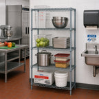 Thumbnail image #2 for Quantum WR63-1824GY 24" W x 18" D x 63" H Stationary Wire Shelving Starter Unit, 4 Shelves, Gray Epoxy Finish