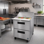 Thumbnail image #2 for Hoshizaki Steelheart SR27B-8D2 27-Inch One-Section Sandwich Top Refrigerator, 2 Drawers, 8-Pan Top, Stainless Steel