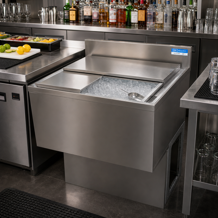 Product image #2 for BK Resources 48-Inch Insulated Underbar Ice Bin with 7-Circuit Cold Plate, 167 lb Capacity