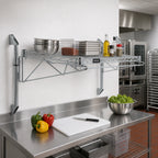 Thumbnail image #2 for Quantum WC14-CB1848GY Wall-Mount Cantilever Wire Shelving Kit, Single Shelf, 48 x 18 Inches, Gray Epoxy Finish