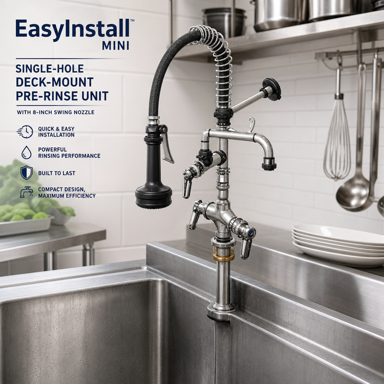 Product image #2 for EasyInstall Mini Single-Hole Deck-Mount Pre-Rinse Unit with 8-Inch Swing Nozzle