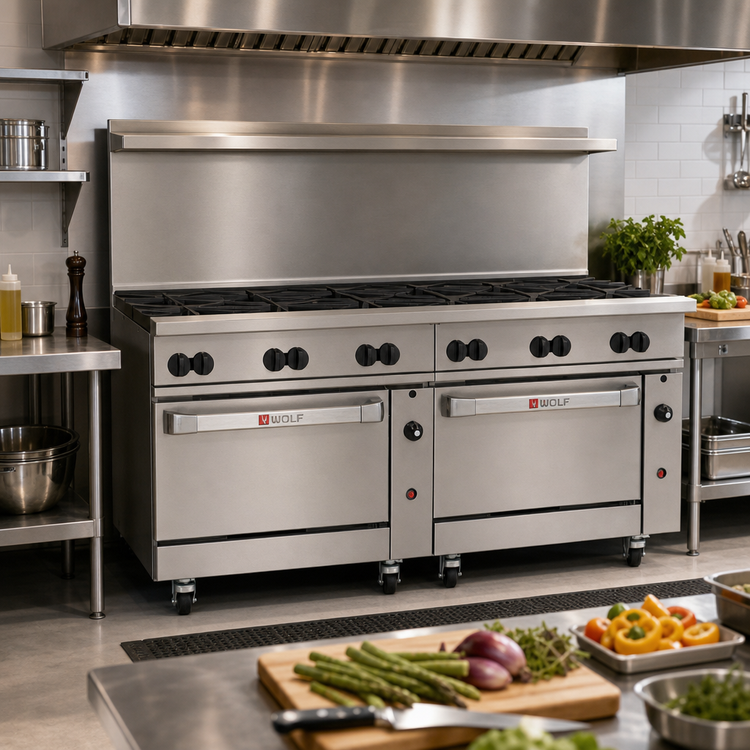 Product image #2 for Wolf Challenger XL 72-Inch Commercial Gas Range with 12 Open Burners and 2 Standard Ovens