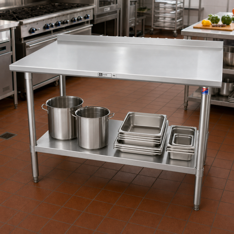 Product image #2 for John Boos Stallion 60-Inch x 36-Inch 16-Gauge Stainless Steel Work Table with 1-1/2-Inch Rear Up-Turn and Undershelf