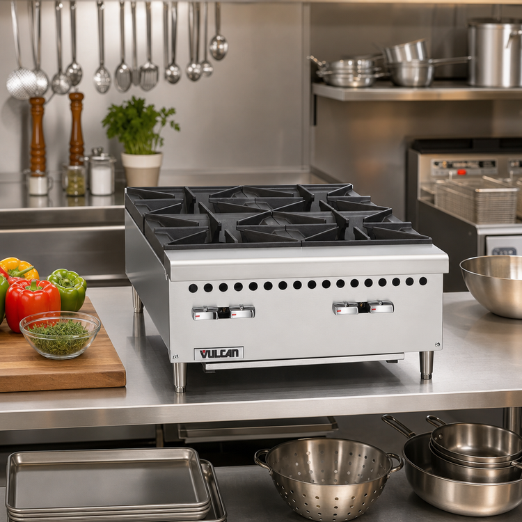 Product image #2 for Vulcan VCRH24 24-Inch Gas Countertop Hot Plate, 4 Open Burners