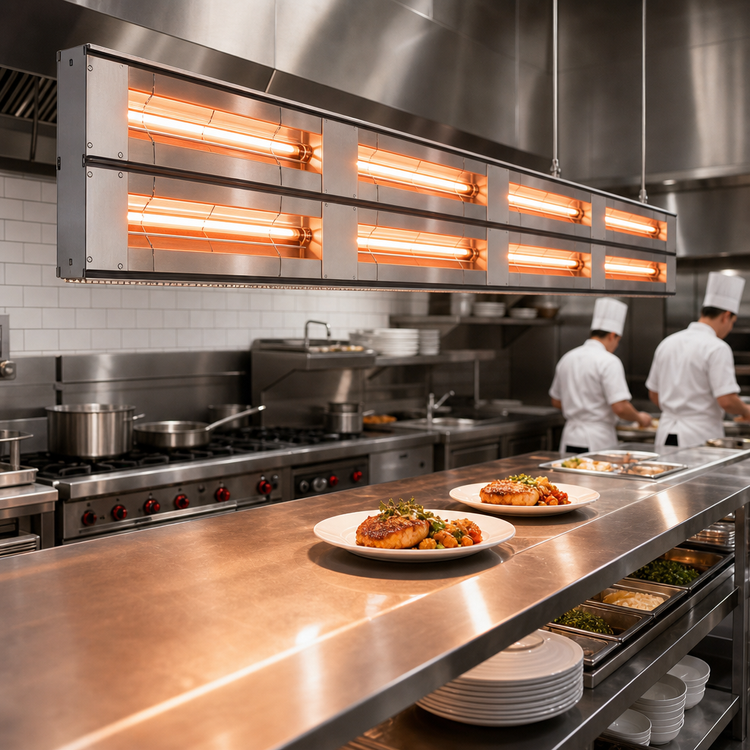 Product image #2 for Hatco Glo-Ray® Max Watt Lighted Dual Infrared Strip Heater, 132-Inch, Aluminum, 6-Inch Spacer