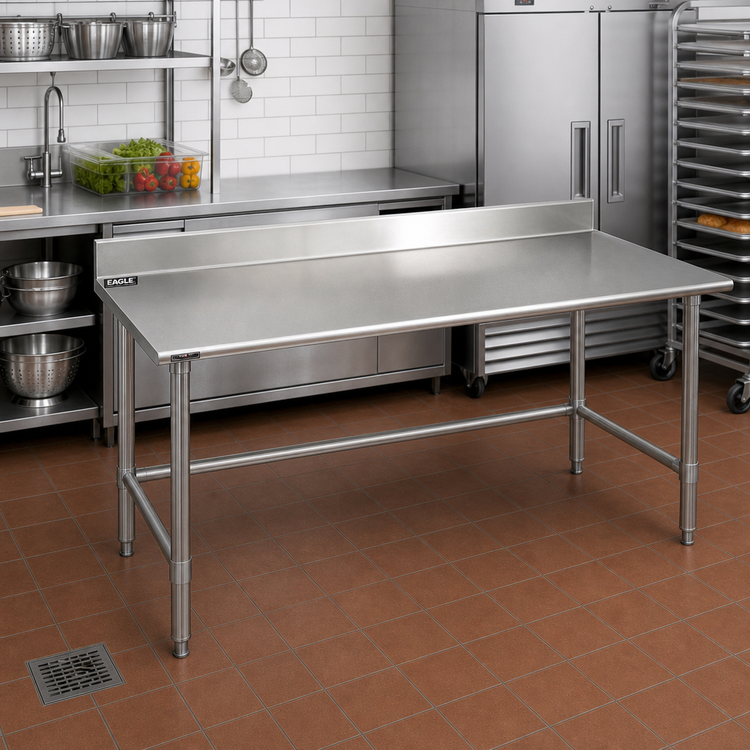 Product image #2 for Eagle Group Budget Series 108-Inch x 36-Inch Work Table with 4-1/2-Inch Backsplash and 430 Stainless Steel Top