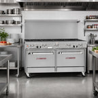Thumbnail image #2 for Southbend (Middleby) Ultimate 4603AD-5R 60-Inch 9-Burner Gas Range with Standard and Convection Ovens, Stainless Steel, Hi-Shelf