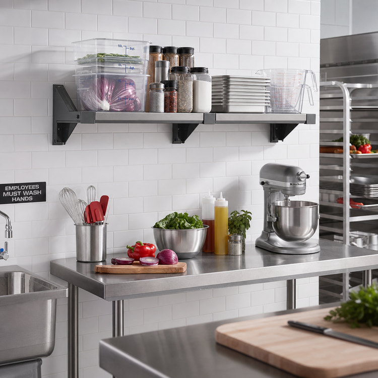 Product image #2 for Cambro Camshelving Elevation 14 Inch x 30 Inch Wall-Mounted Vented Shelf Kit, Brushed Graphite