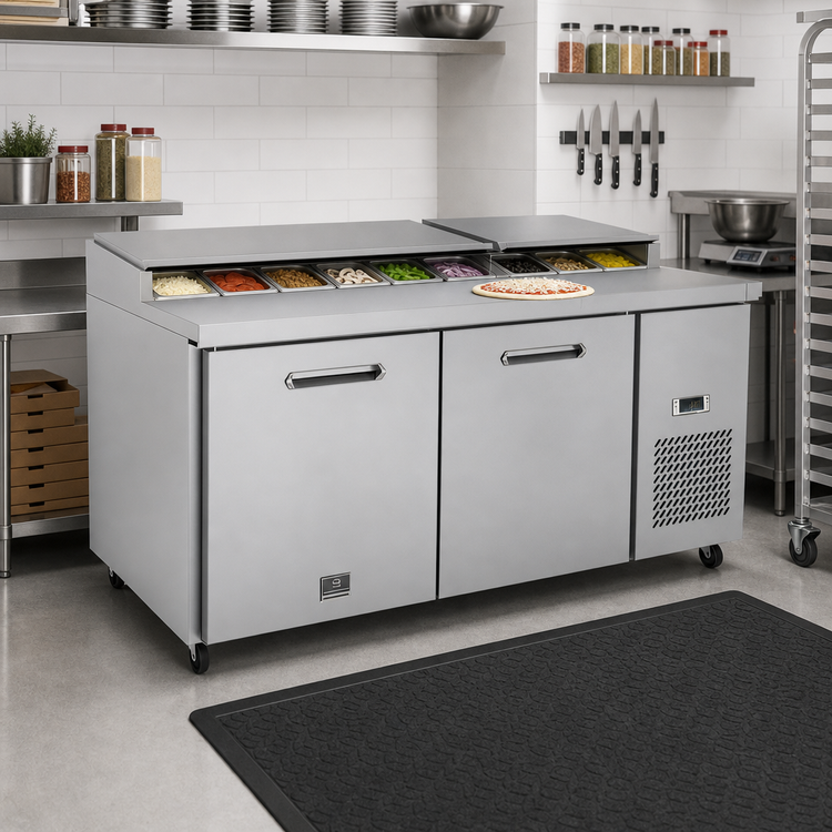 Product image #2 for Kelvinator Commercial 70-13/16-Inch Two-Section Refrigerated Pizza Prep Table, 9-Pan Capacity