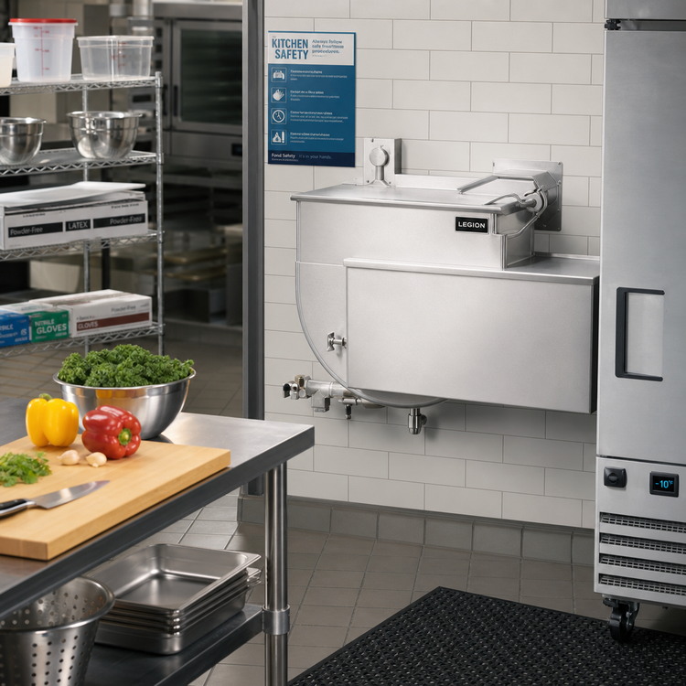 Product image #2 for Legion LTWC-20 20-Gallon Wall-Mounted Stationary Direct Steam Kettle