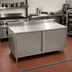 Thumbnail image #2 for BK Resources 72-Inch x 30-Inch Stainless Steel Enclosed Work Table with Hinged Doors and 5-Inch Backsplash