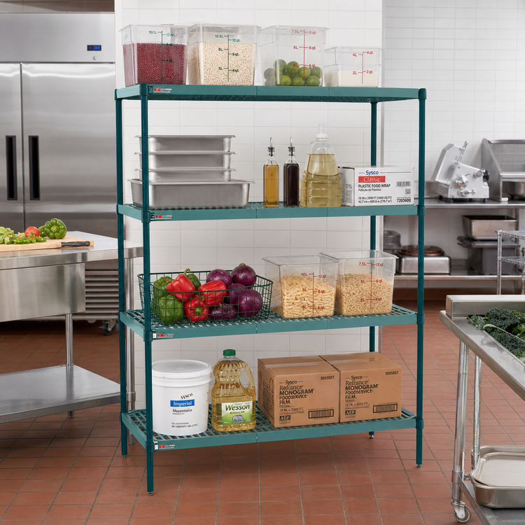 Product image #2 for Metro Super Erecta Pro Stationary 4-Shelf Polymer Shelving Starter Unit, 18 x 42 x 74 Inch, Green