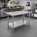 Thumbnail image #2 for Omcan Elite Series 30 x 30 Inch 18 Gauge 430 Stainless Steel Flat Top Work Table with Galvanized Undershelf