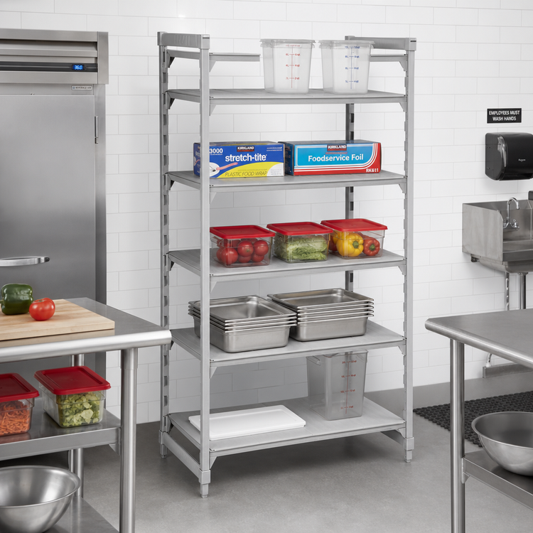 Product image #3 for Cambro Camshelving Premium 5-Shelf Solid Stationary Polymer Shelving Starter Unit, 24" W x 30" L x 84" H