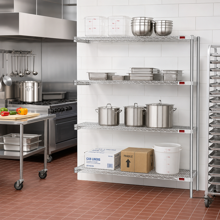 Product image #2 for Eagle Group 4-Tier Add-On Wire Shelving Unit, 60 W x 24 D x 74 H, Stainless Steel Finish