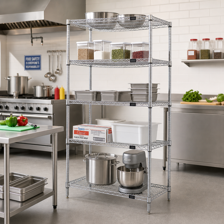 Product image #2 for Quantum 5-Shelf Wire Shelving Starter Kit, 36 x 18 Inches, Chrome Plated