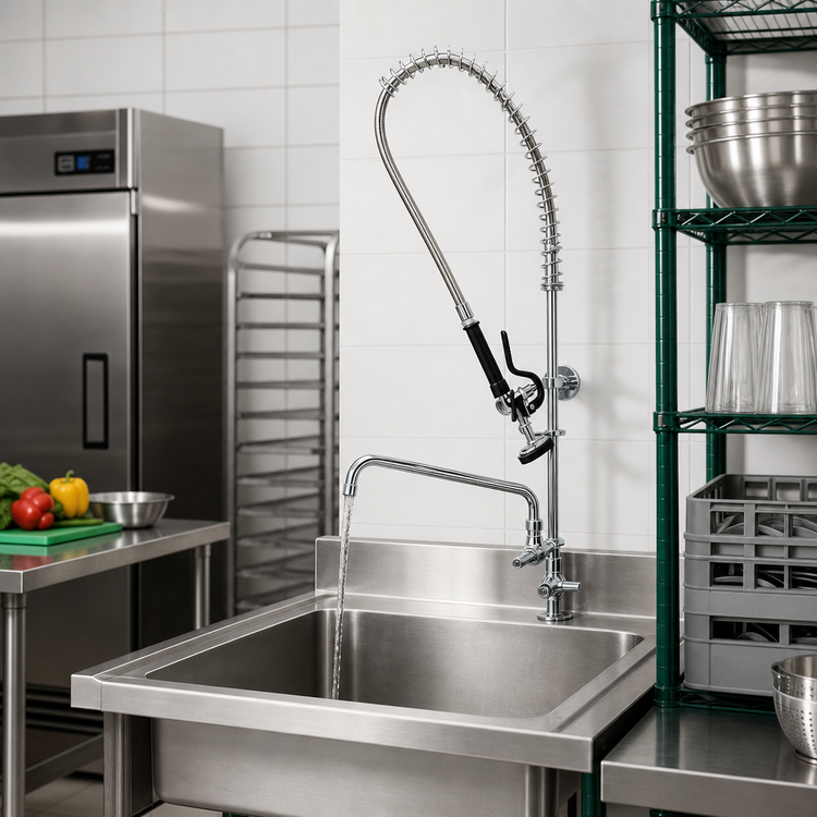 Product image #2 for equip Single-Hole Deck Mount Pre-Rinse Unit with 14-Inch Swing Nozzle and Add-On Faucet