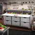 Thumbnail image #3 for Beverage-Air 72-Inch Three-Section Sandwich Prep Table with 6 Drawers and 18-Pan Top